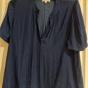 Nine Britton Navy Blue Satin Blouse